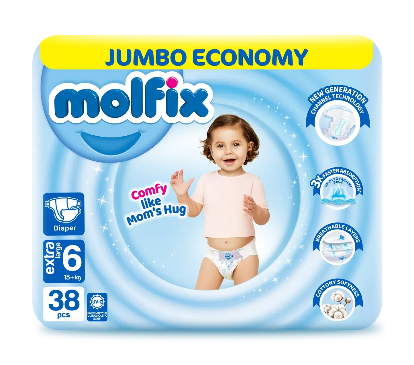Molfix Size 6 XXL Diapers Jumbo Pack 38 Pcs
