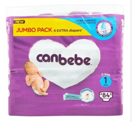 Canbebe Size 1 NB Diapers Jumbo Pack 84 Pcs