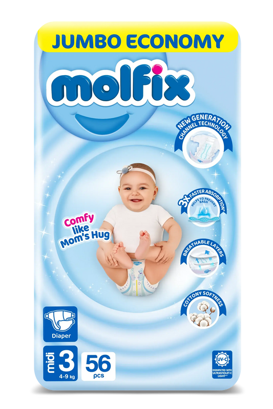 Molfix Diapers Size 3 Medium Jumbo Pack 56 Pcs
