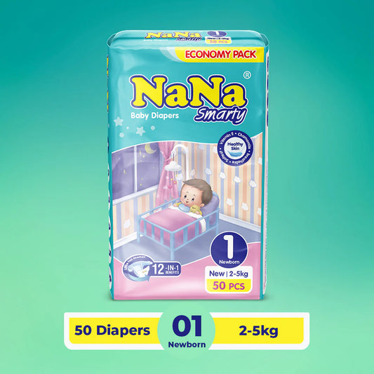 Nana Smarty Size 1 NB Diapers Economy Pack 56 Pcs