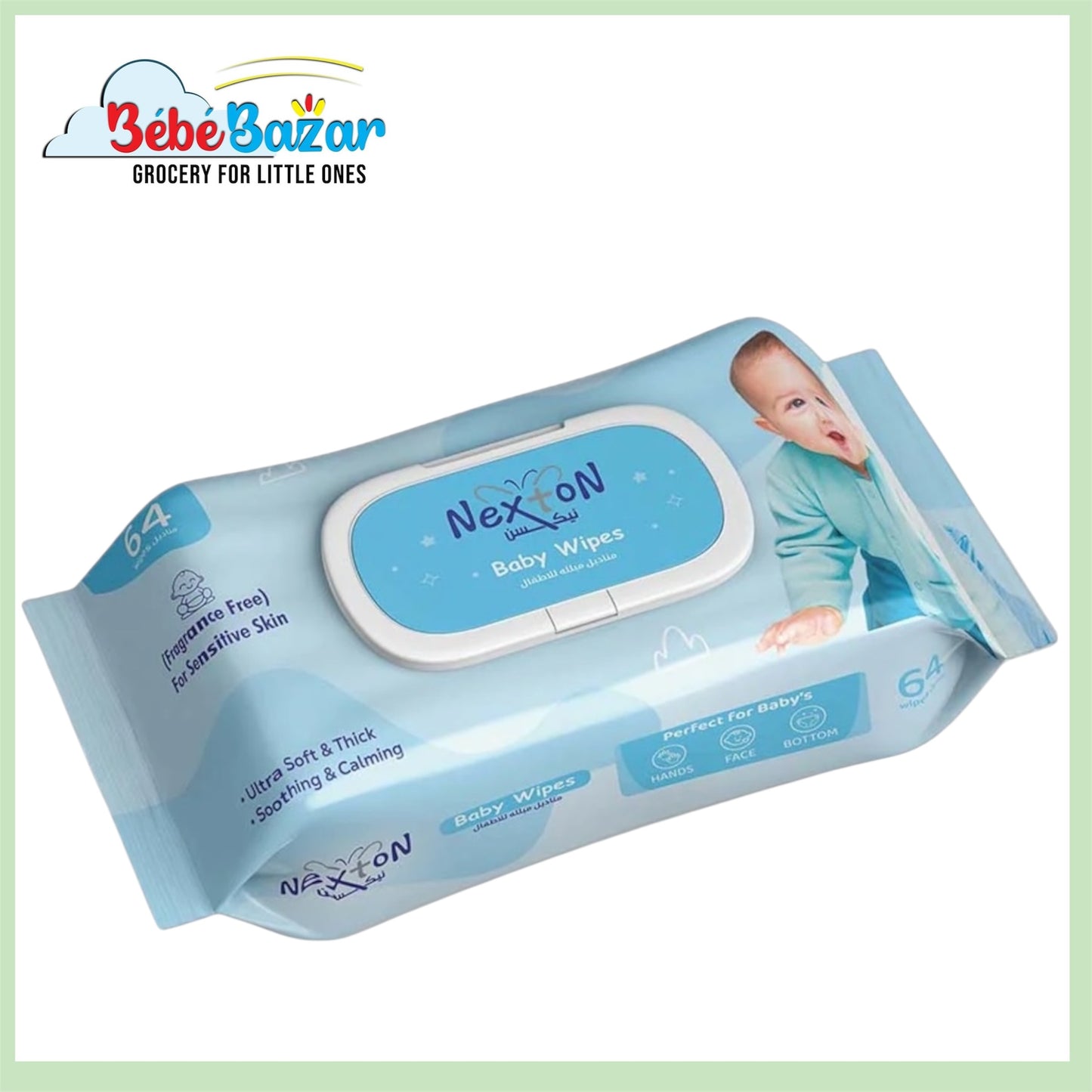 Nexton Baby Wipes Fragrance Free 64 Pcs