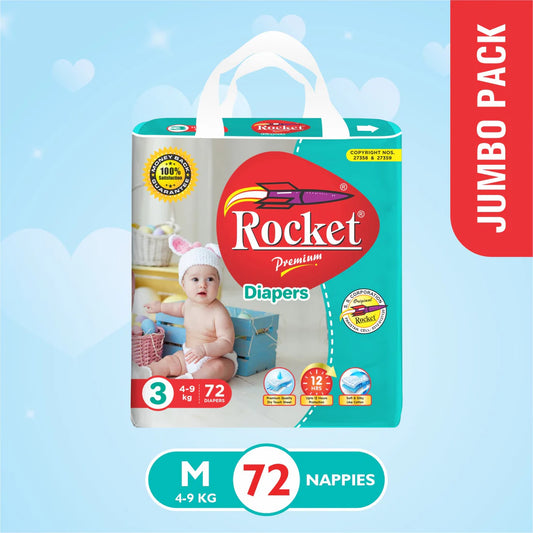Rocket Diapers Size 3 Medium Jumbo Pack 72Pcs