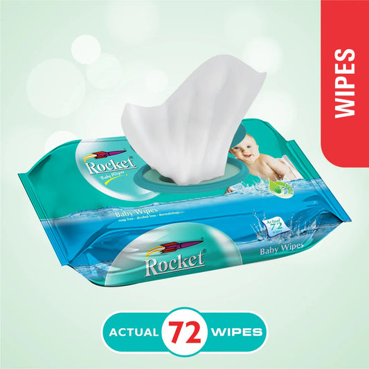 Rocket Baby Wipes Actual 72 Pcs 