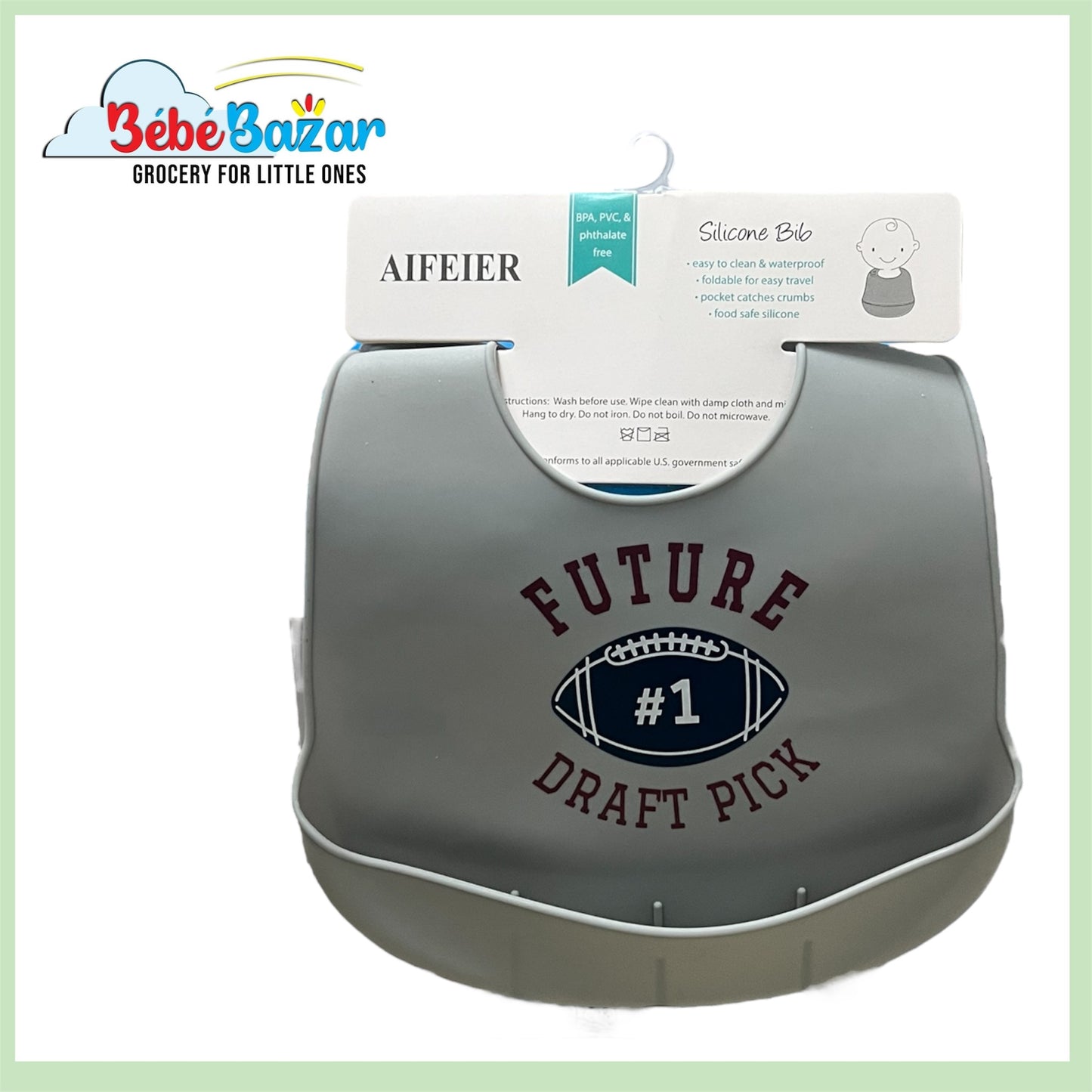 Silicon Feeding Bib Grey Future Draft