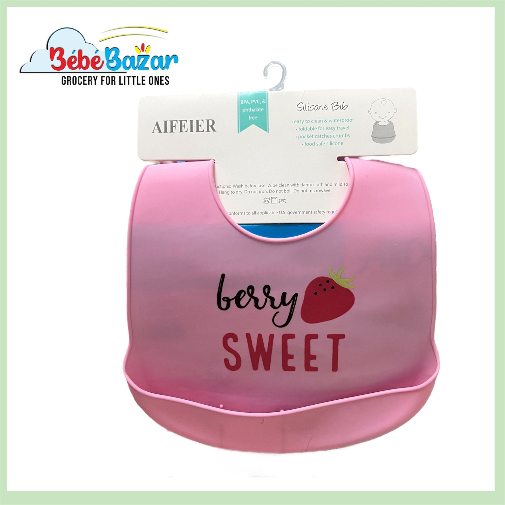 Silicon Feeding Bib Pink Sweet Berry