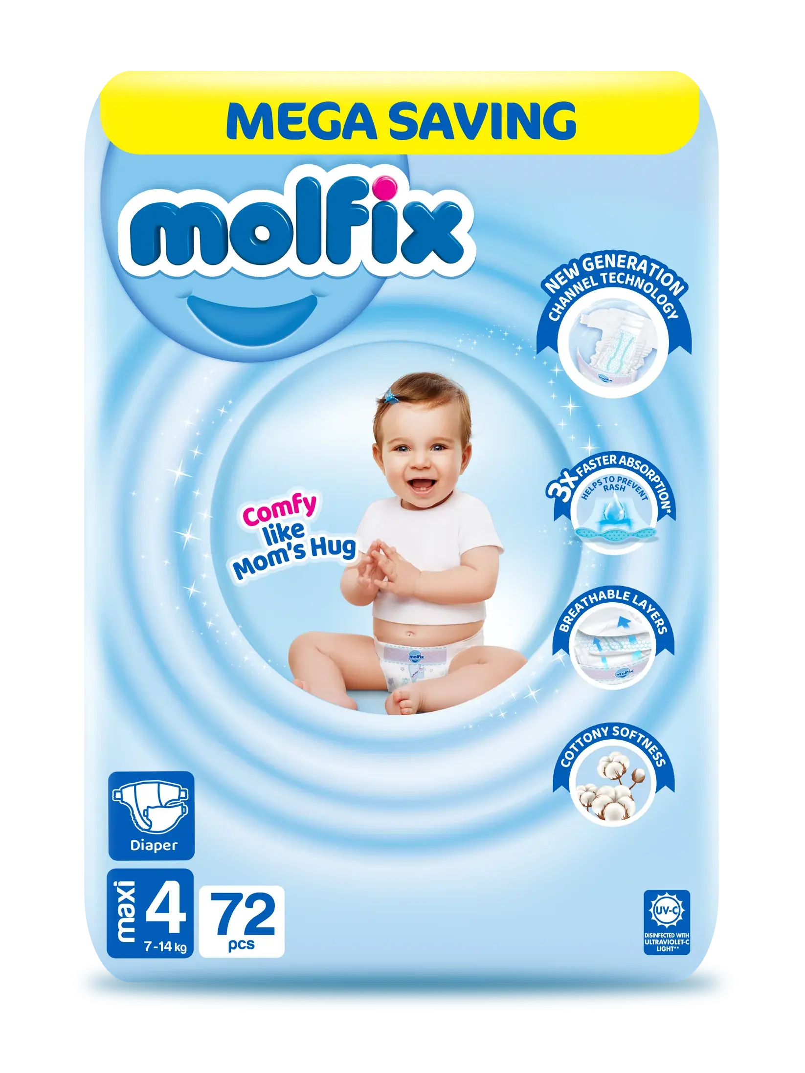 Molfix Size 4 Large Diapers Mega Pack 72 pcs