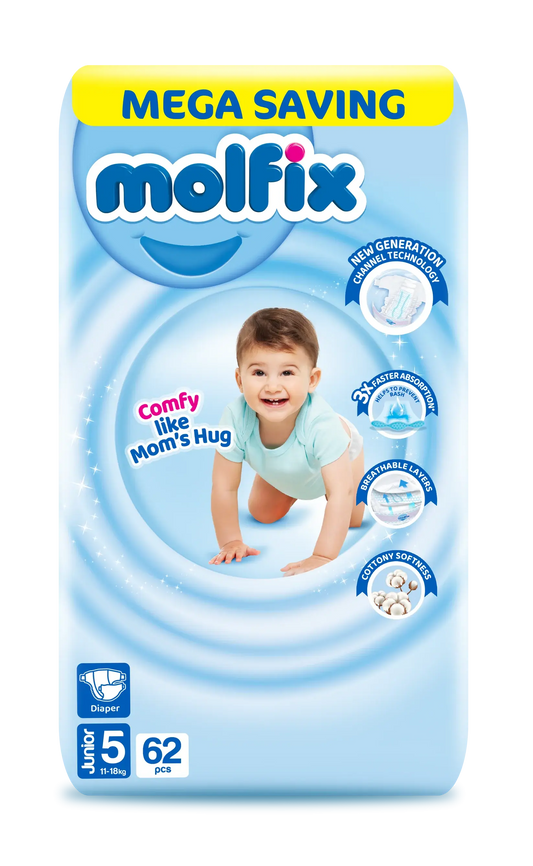 Molfix Size 5 XL Diapers Mega Pack 62pcs
