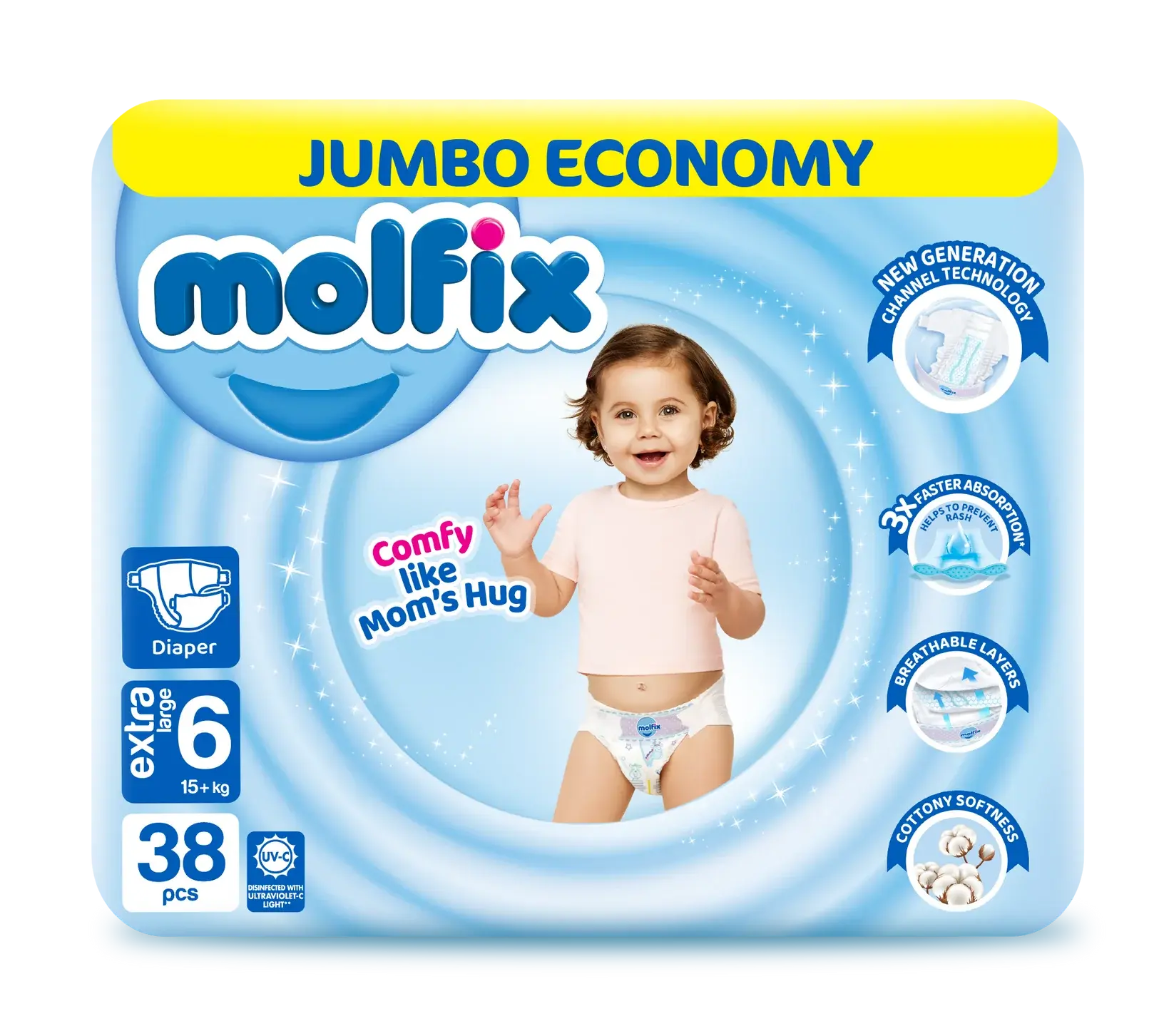 Molfix Size 6 XXL Diapers Jumbo Pack 38 Pcs